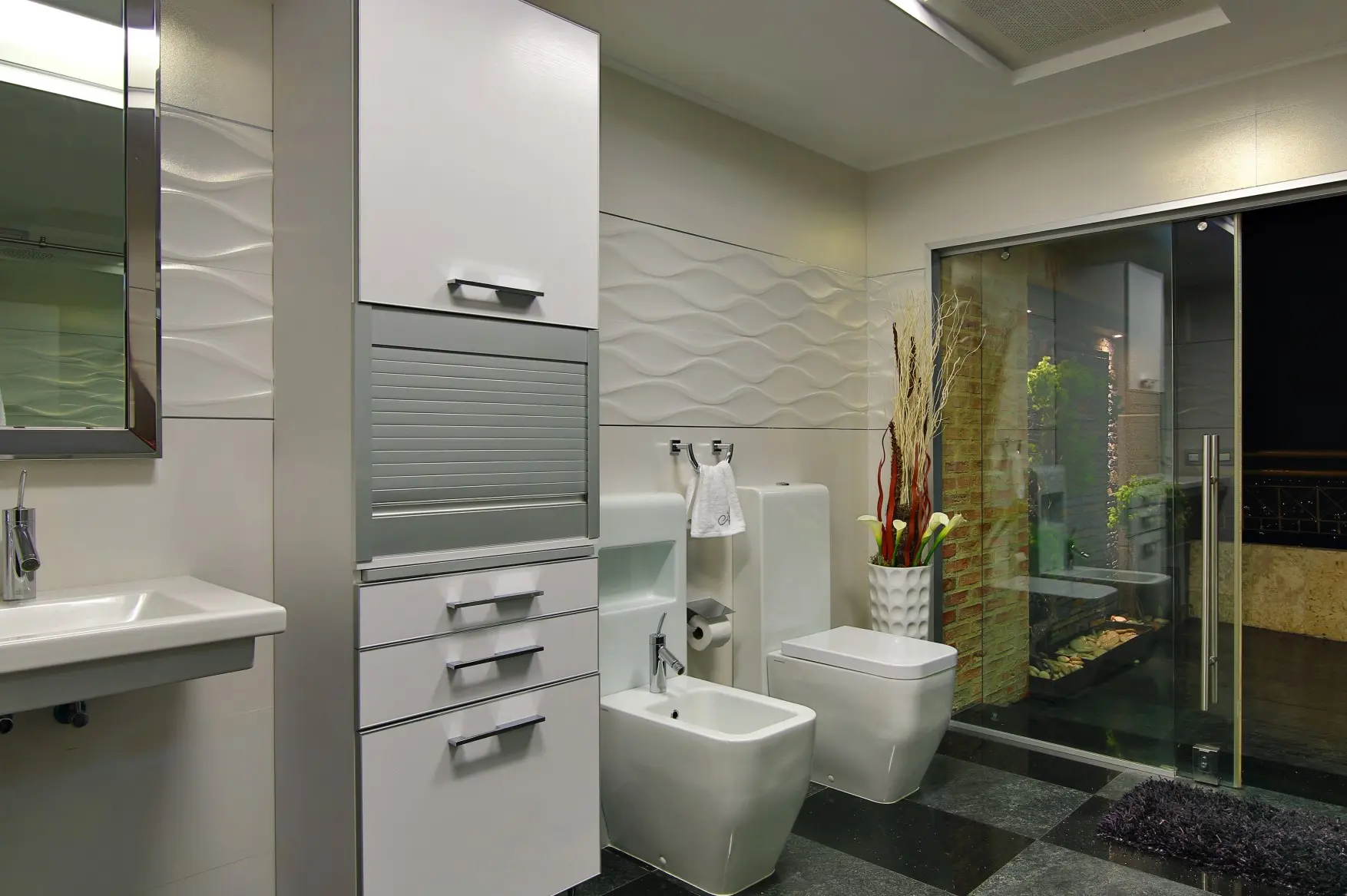 Master bathroom with exit to private terrace