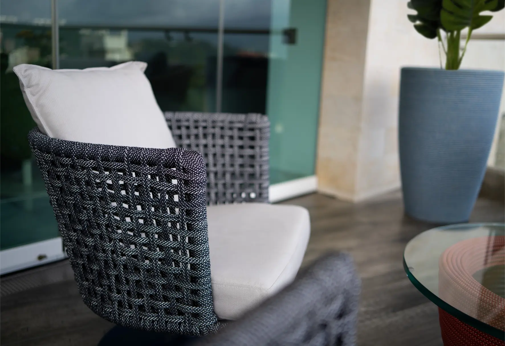 Closeup shot of balcony chair