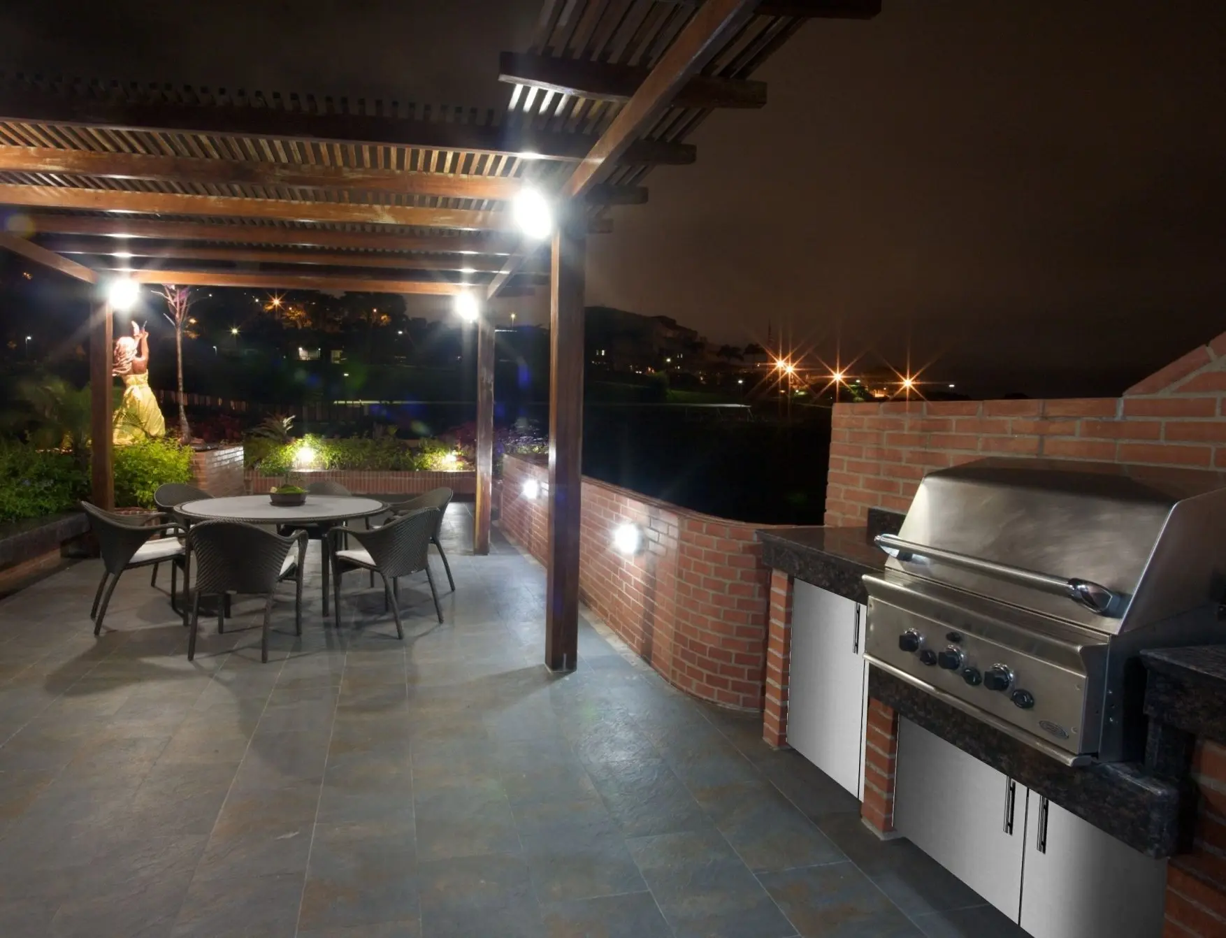 Full view of terrace with grill